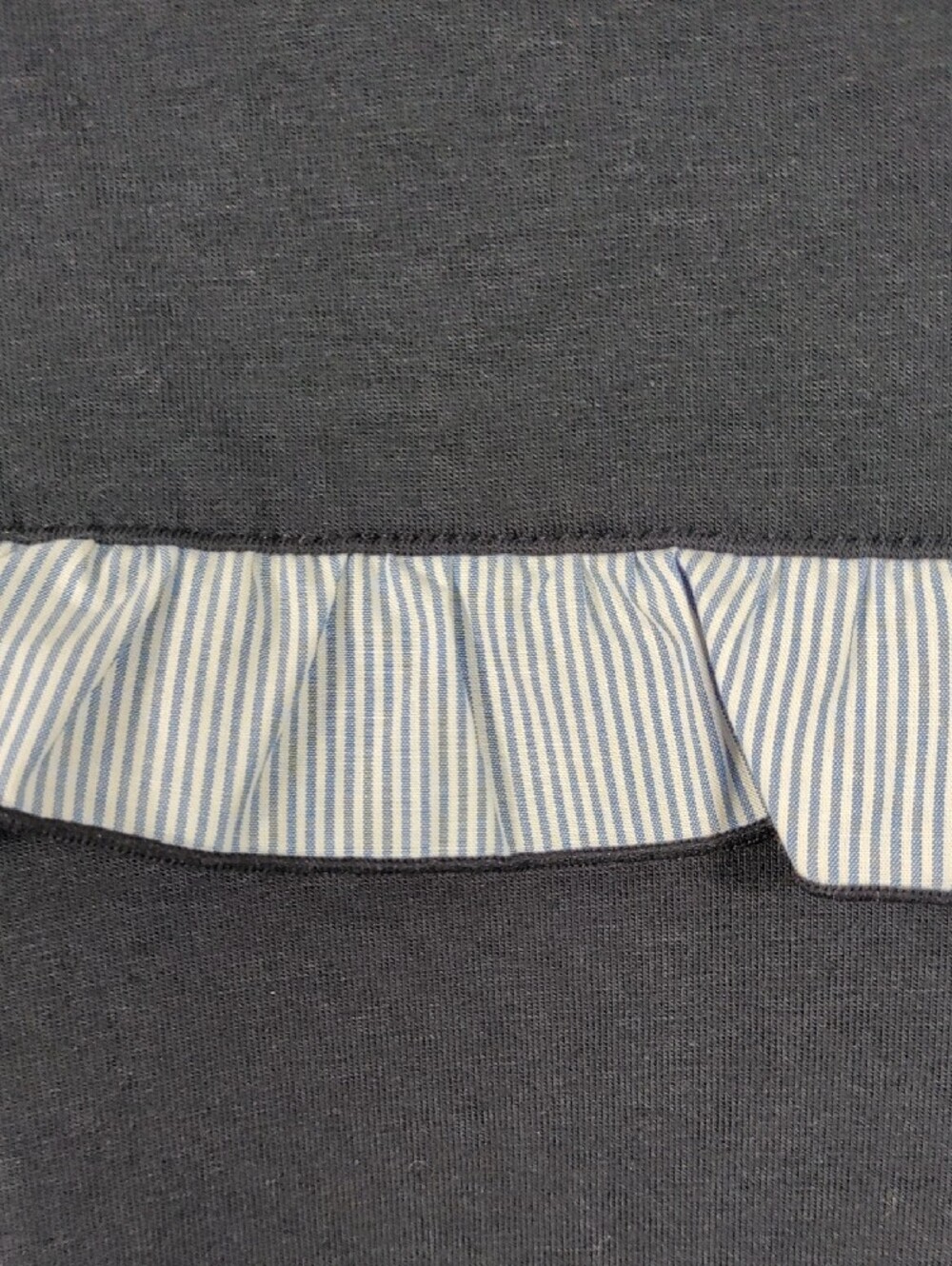 H137 Talbots Navy Long-Sleeve Ruffle Accent Top - Picture 3 of 11